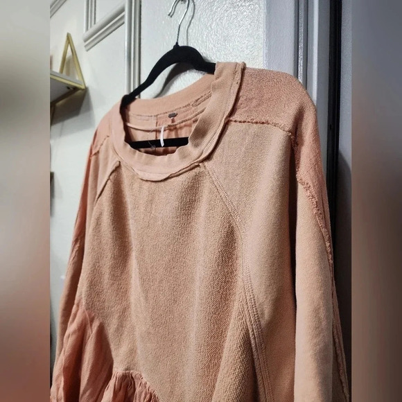 Free People "Gold Duster" Sweatshirt Size XS Oversized Summer Boho Festival - Picture 5 of 7